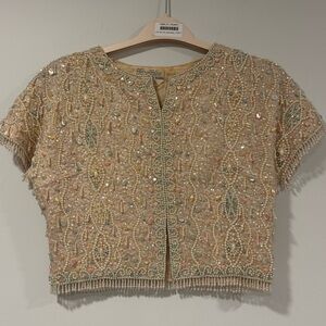 Vintage Hochschild Kohn Beaded Wool Cardigan – Size 40